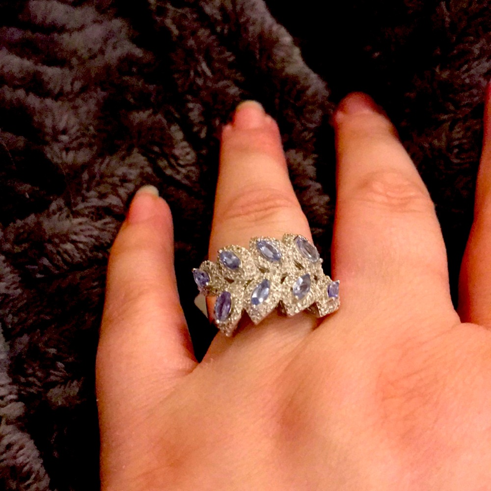 Tanzanite and White Zircon Ring